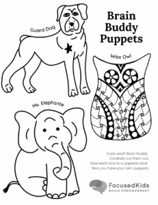 FocusedKids Popsicle Puppets Brain Buddies Coloring Page